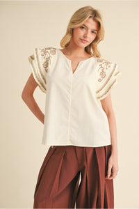 Jodifl Floral Embroidered Top  - The Attic Boutique