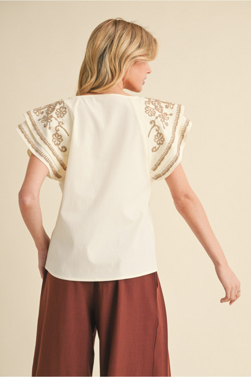 Jodifl Floral Embroidered Top  - The Attic Boutique