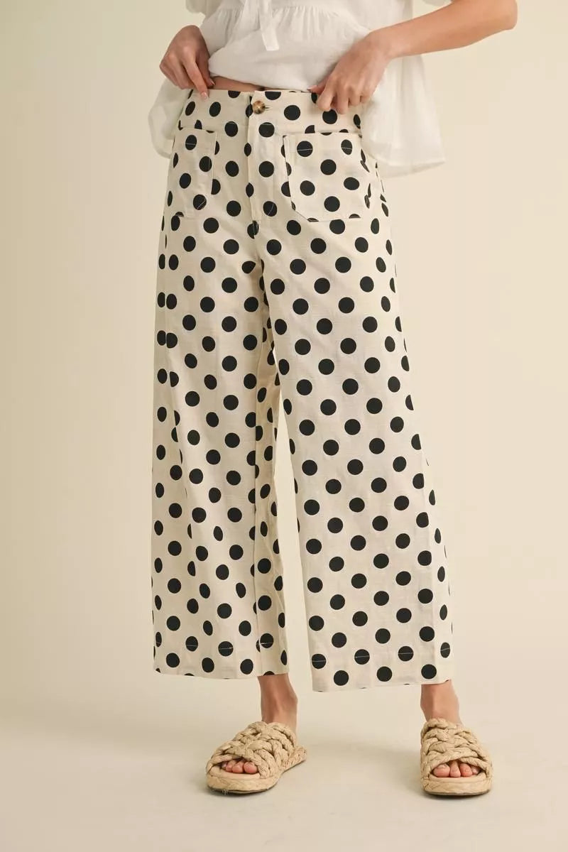 Mia Black Polka Dot Wide Leg Pants