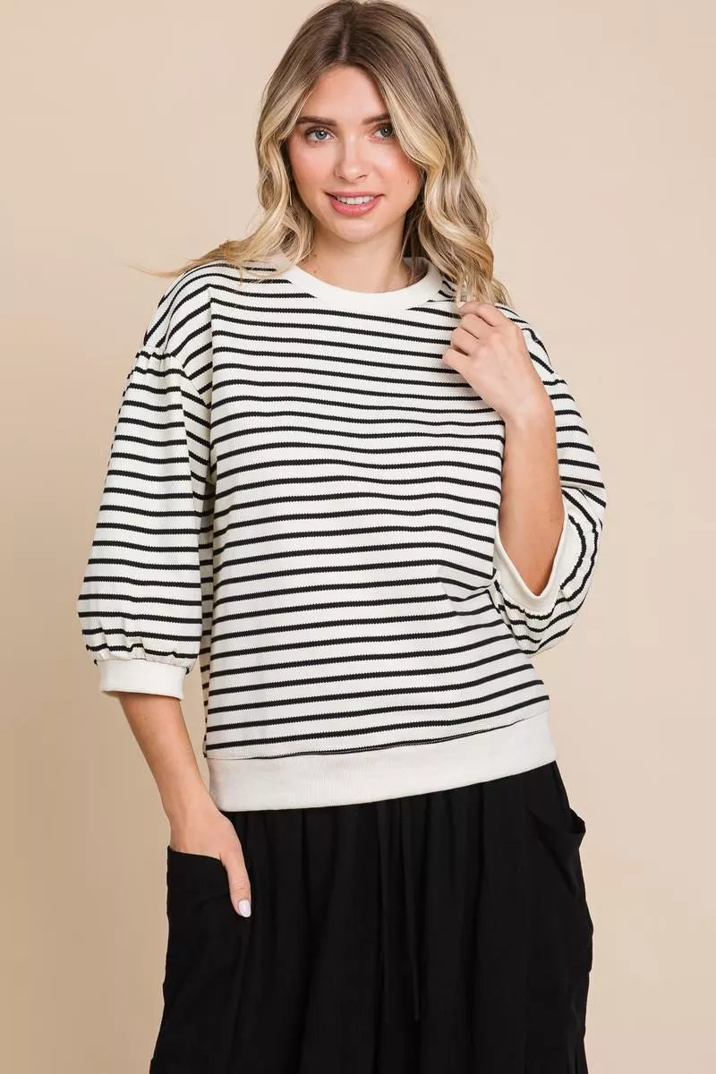 Black/Neutral Striped Top