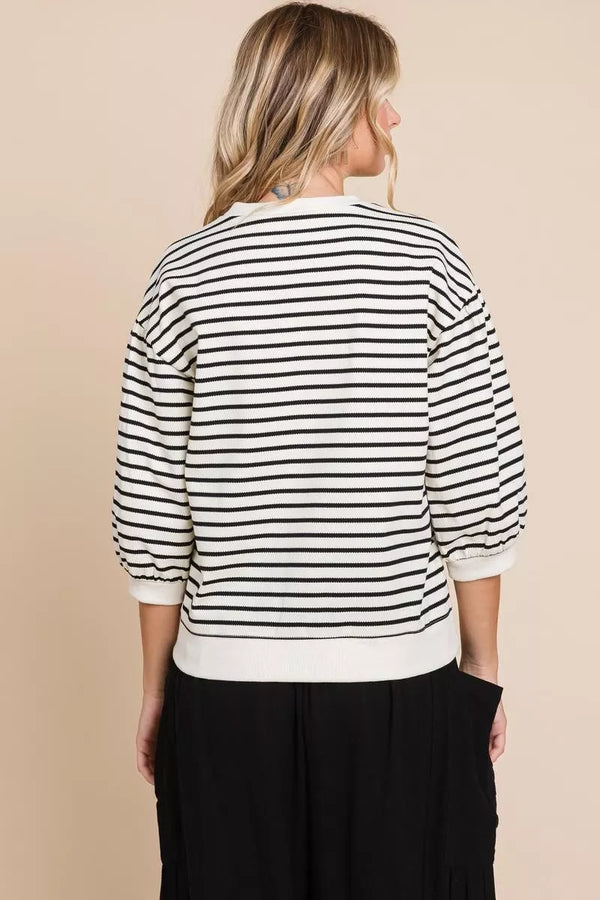 Black/Neutral Striped Top
