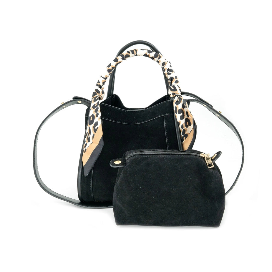 Gianna Suede Black Handbag