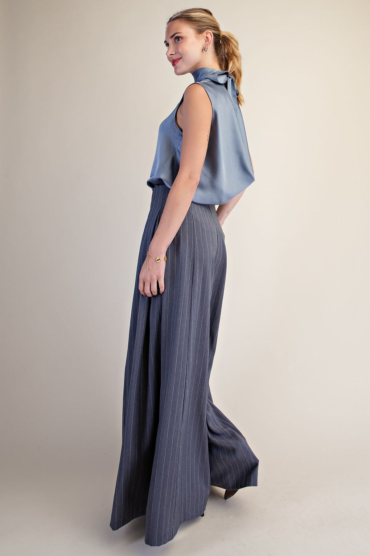 Carrie Slate Mock Neck Top