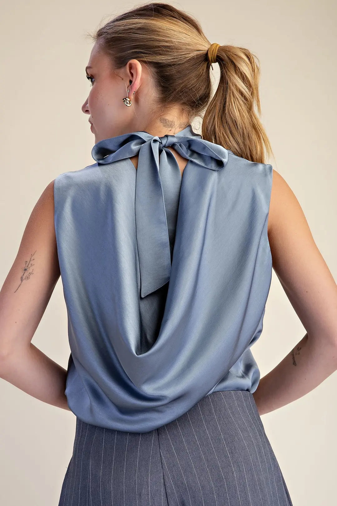 Carrie Slate Mock Neck Top