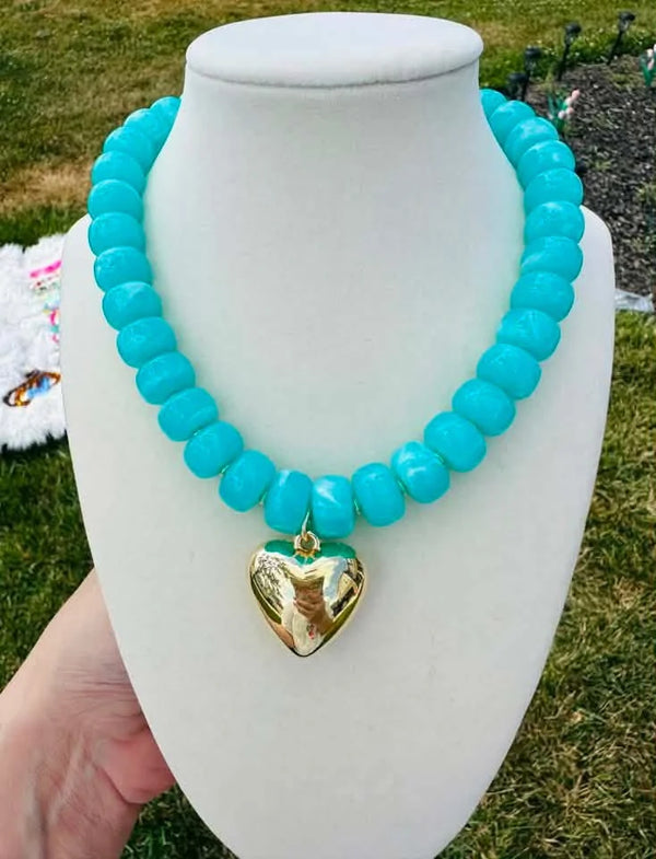 Caribbean Heart Beaded Necklace