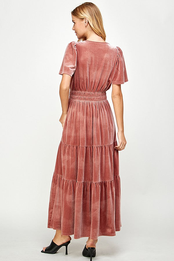 The Attic Boutique Elle Blush Velvet Dress  - The Attic Boutique
