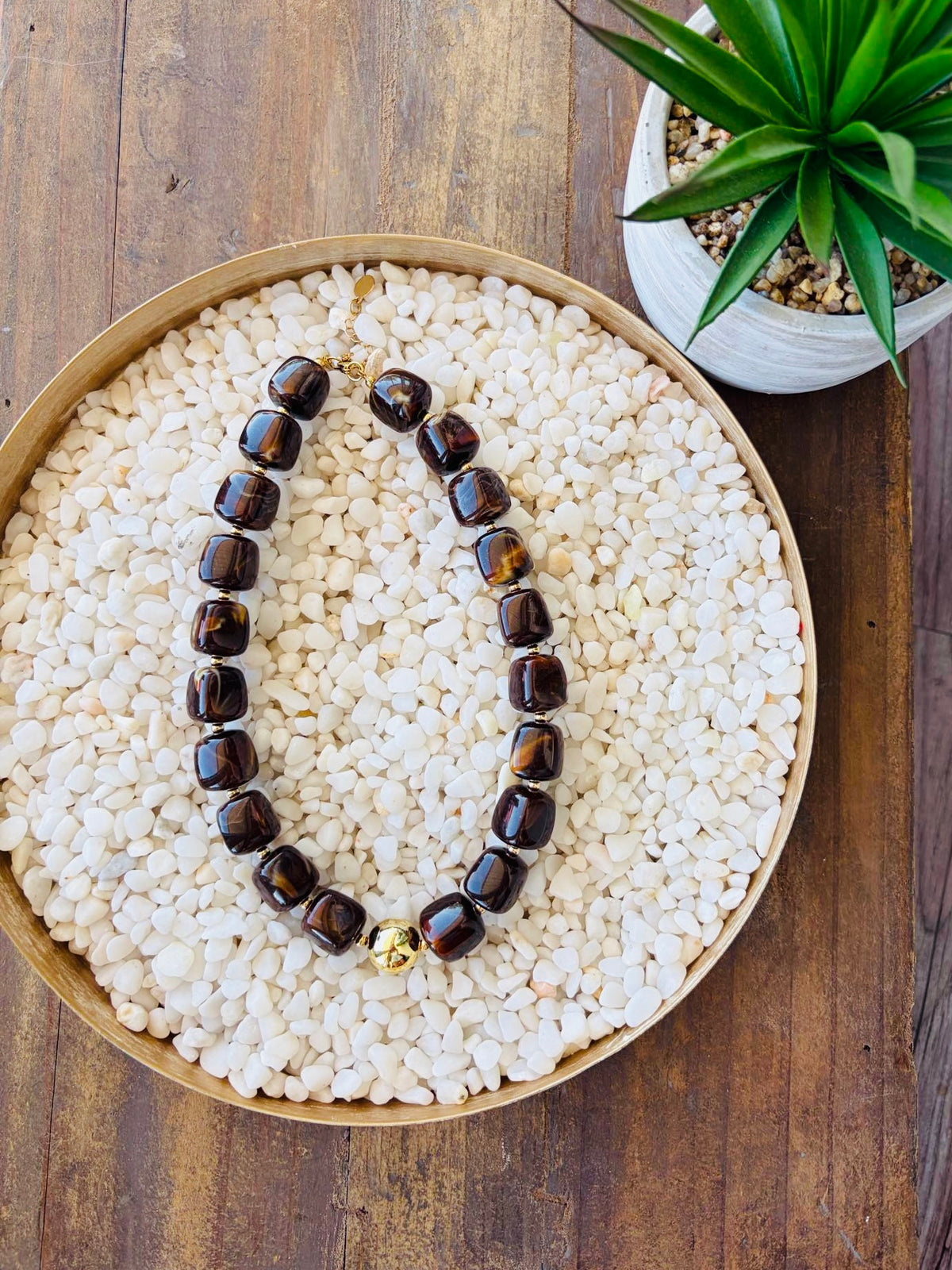 Espresso Brown Chunky Beaded Necklace