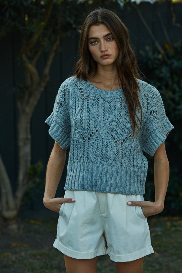 By Together Dusty Sage Crochet Top Apparel & Accessories - The Attic Boutique
