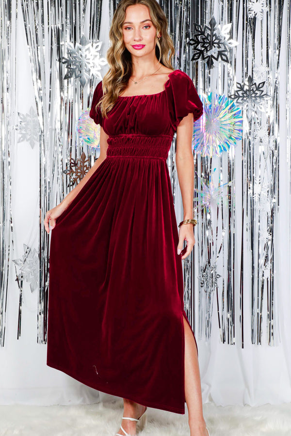The Attic Boutique Noel Velvet Midi Dress  - The Attic Boutique