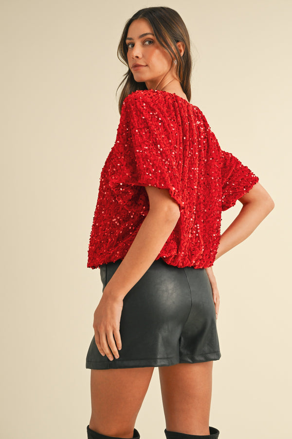 The Attic Boutique Holiday Sequin Blouse  - The Attic Boutique
