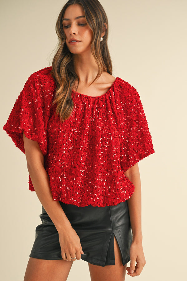 The Attic Boutique Holiday Sequin Blouse  - The Attic Boutique