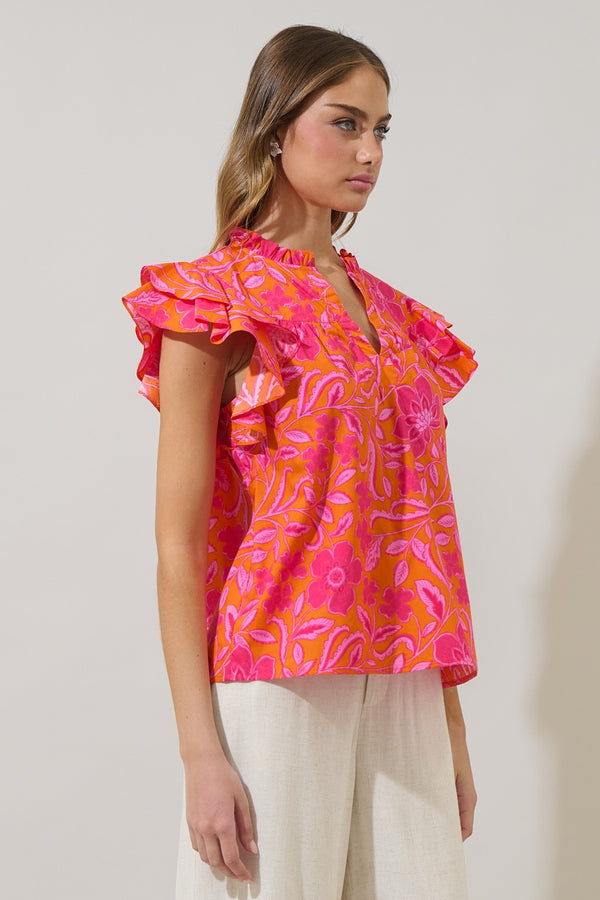Sugarlips Rea Floral Emery Top  - The Attic Boutique