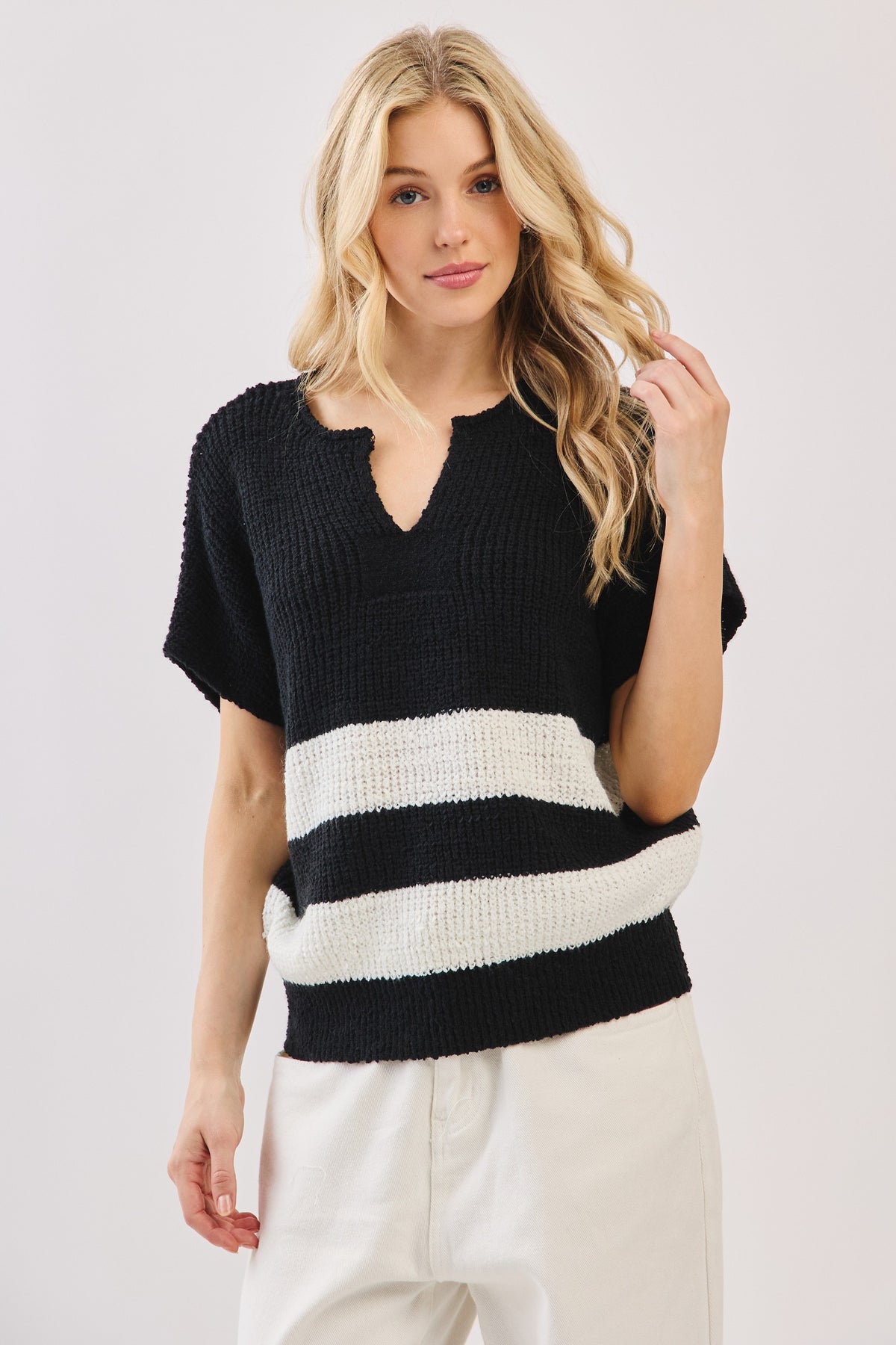 Black & White Stripe Knit Sweater