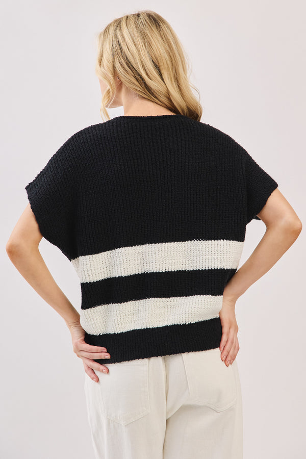 Black & White Stripe Knit Sweater