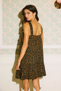 The Attic Boutique Leopard Mini Denim Dress (PREORDER)  - The Attic Boutique