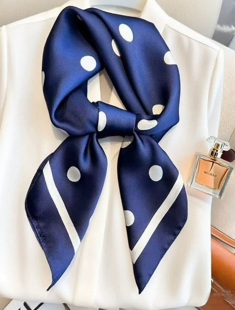 Ella Navy Polka Dot Silk Scarf