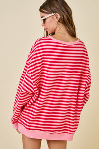The Attic Boutique Love Stripe Sweatshirt  - The Attic Boutique