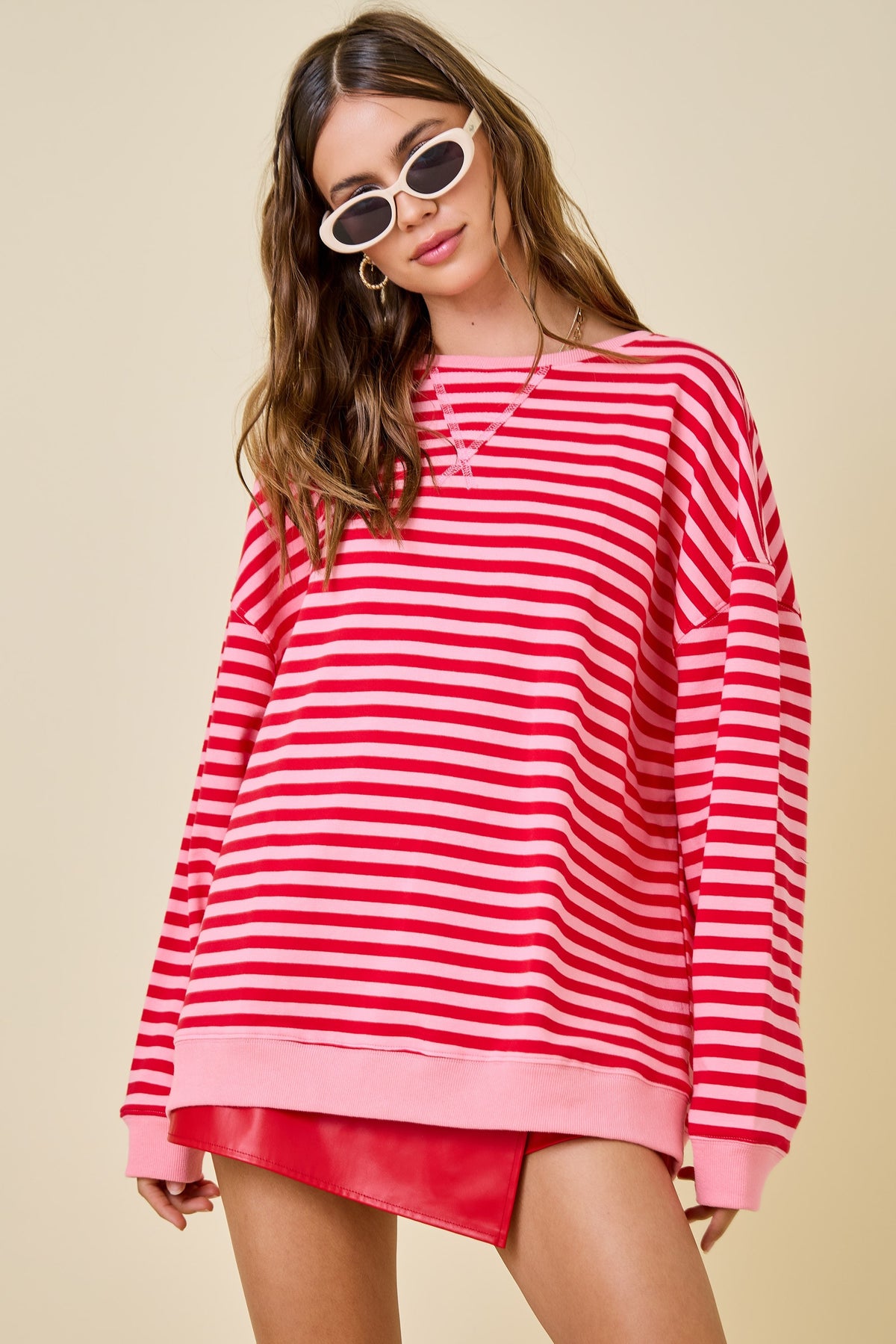 The Attic Boutique Love Stripe Sweatshirt  - The Attic Boutique