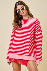 The Attic Boutique Love Stripe Sweatshirt  - The Attic Boutique