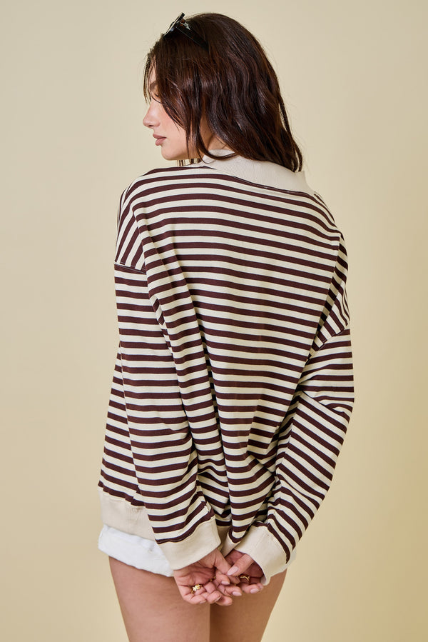 The Attic Boutique Teddy Stripe Sweatshirt  - The Attic Boutique