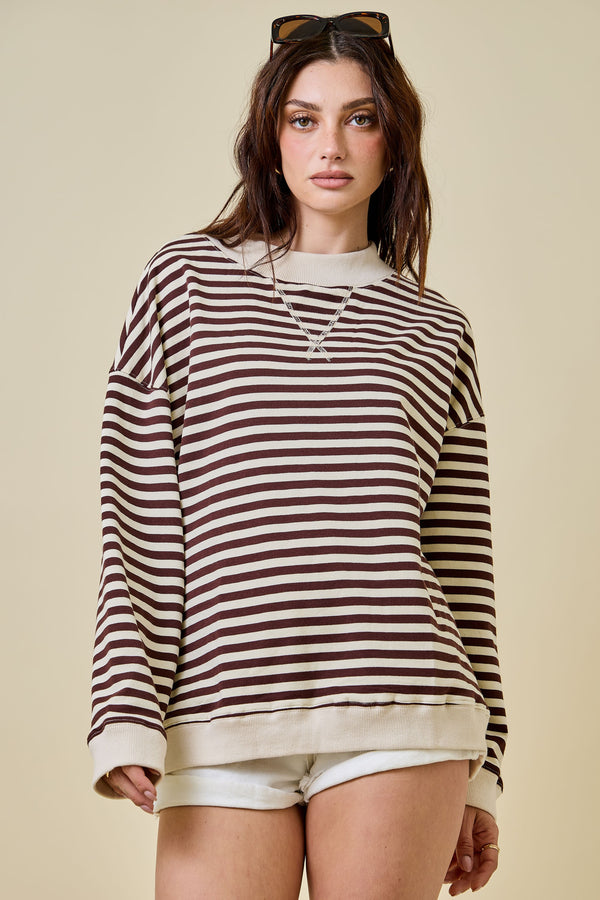 The Attic Boutique Teddy Stripe Sweatshirt  - The Attic Boutique