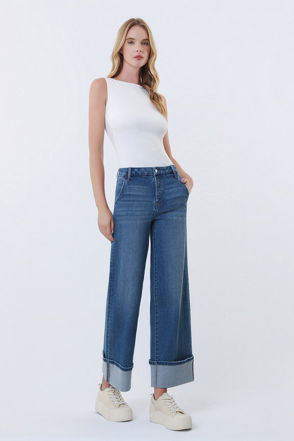 Olivia High Rise Slant Pocket Cuffed Jean