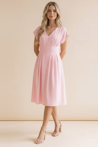 The Attic Boutique Laken Grace V-Neck Pleated Dress  - The Attic Boutique