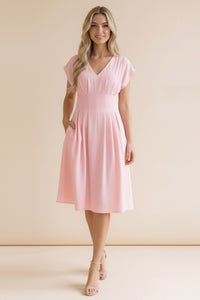 The Attic Boutique Laken Grace V-Neck Pleated Dress  - The Attic Boutique