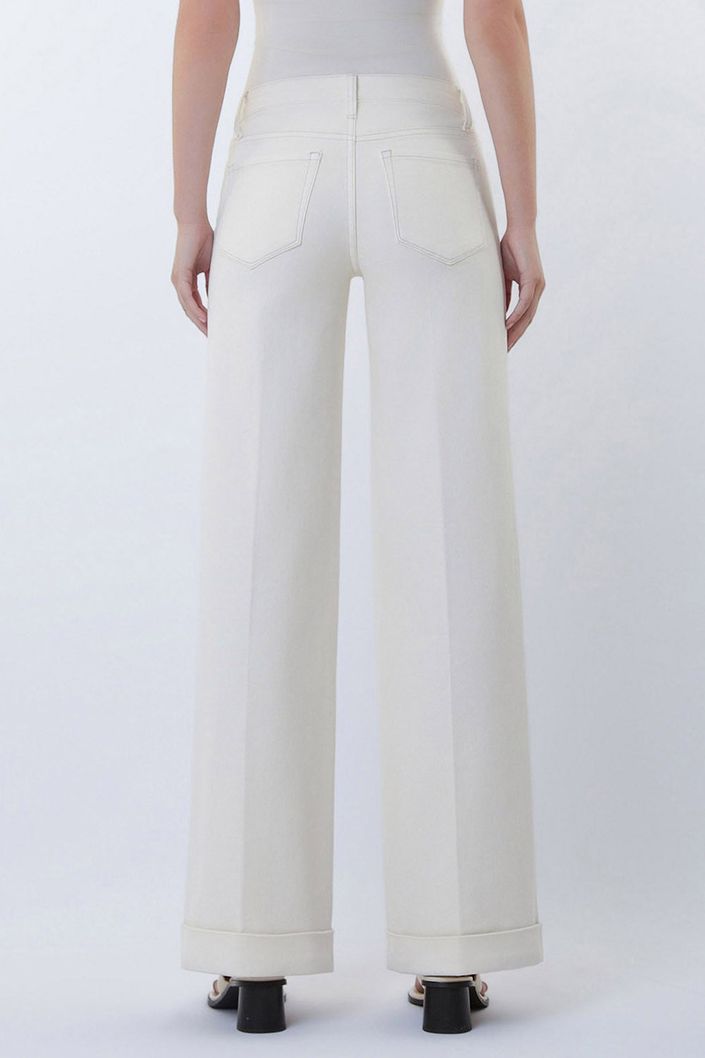 Paige Cream Mid-Rise Trouser Jeans