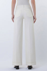 Paige Cream Mid-Rise Trouser Jeans