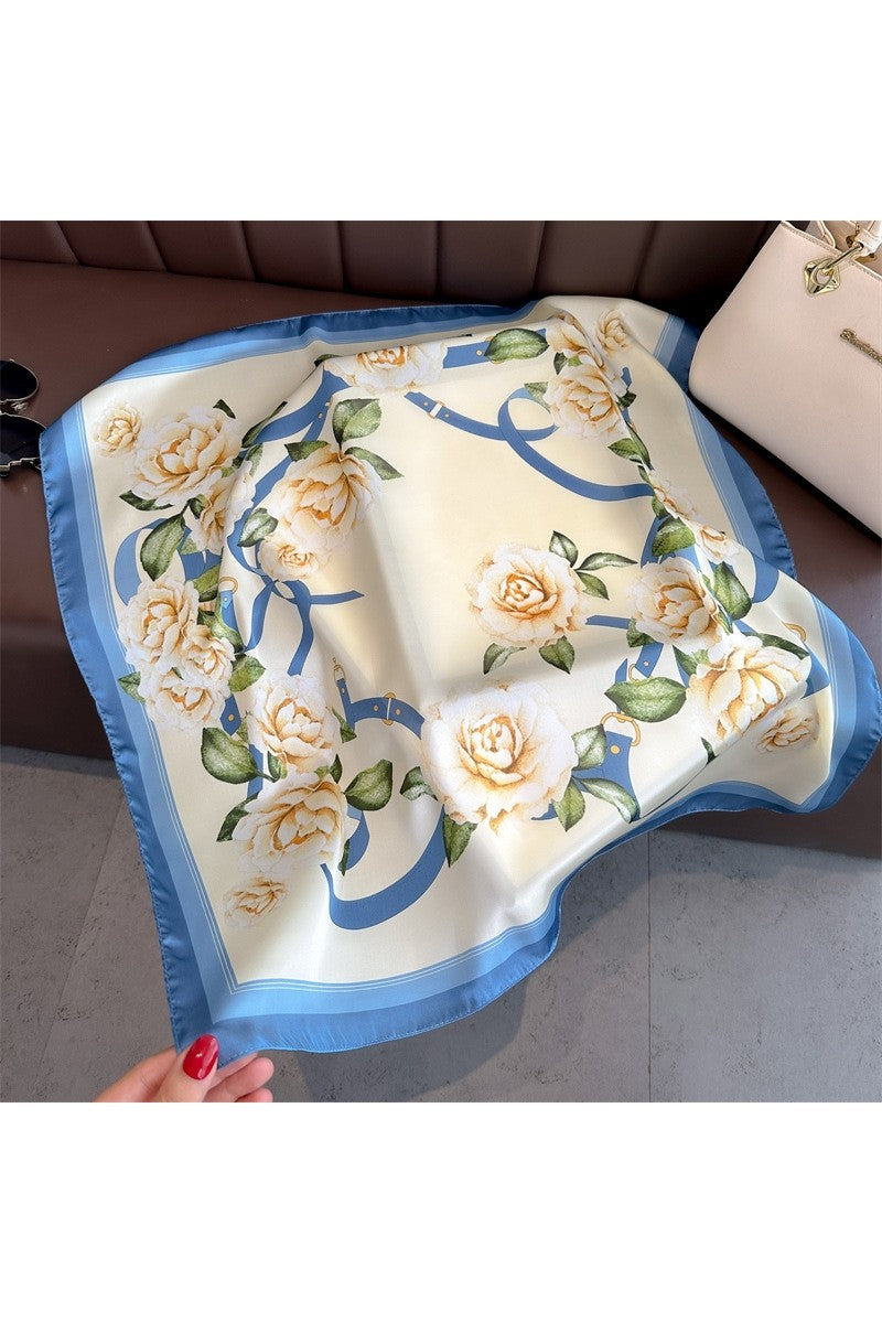Elise Blue Cream Floral Scarf