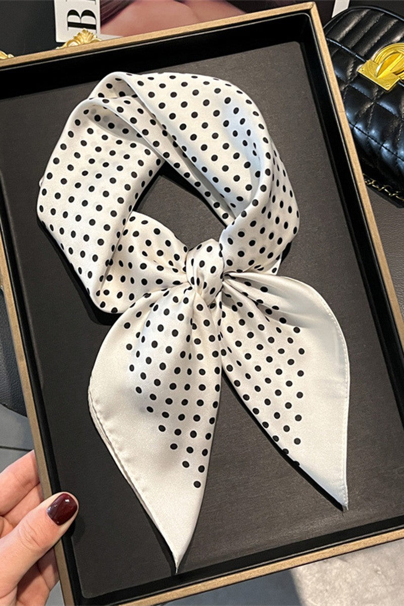Minnie White Polka Dot Silk Scarf