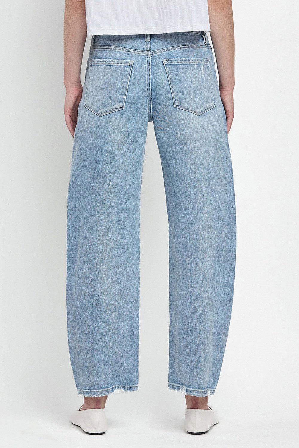 High Rise Light Wash Barrel Leg Jeans