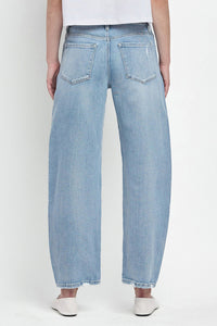 High Rise Light Wash Barrel Leg Jeans