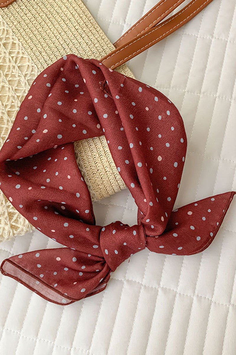 Megan Burgundy Baby Blue Dot Scarf