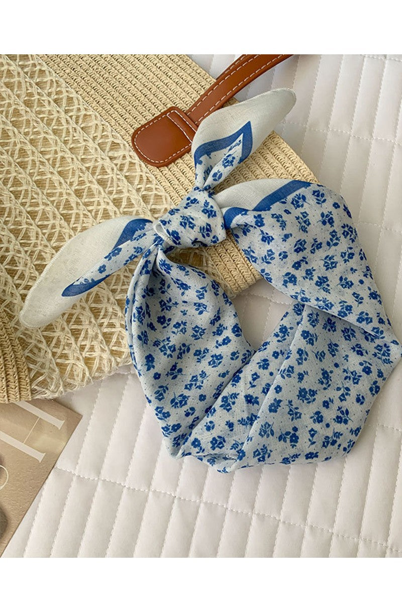 Christy Blue Floral Accent Scarf