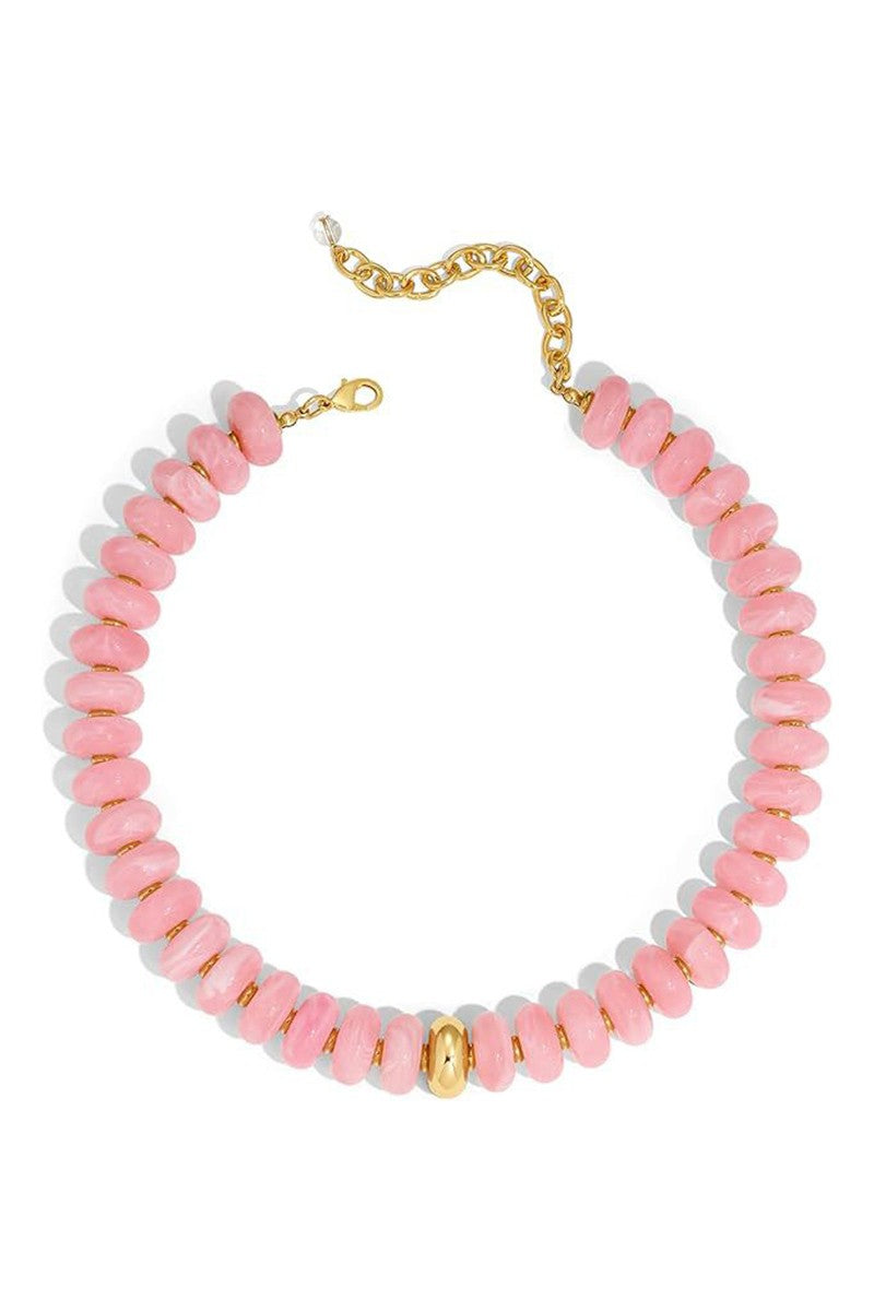 Posie Pink Beaded Necklace