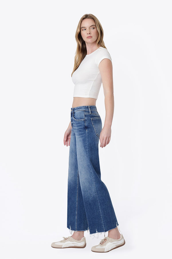 Megan Mid-Rise Medium Wash Raw Hem Jeans