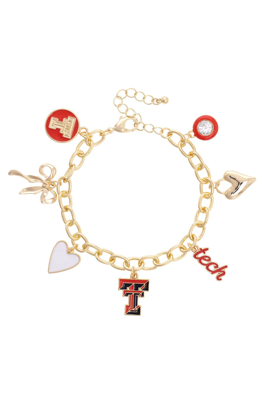 Texas Tech Enamel Icons Charm Bracelet in Shiny Gold