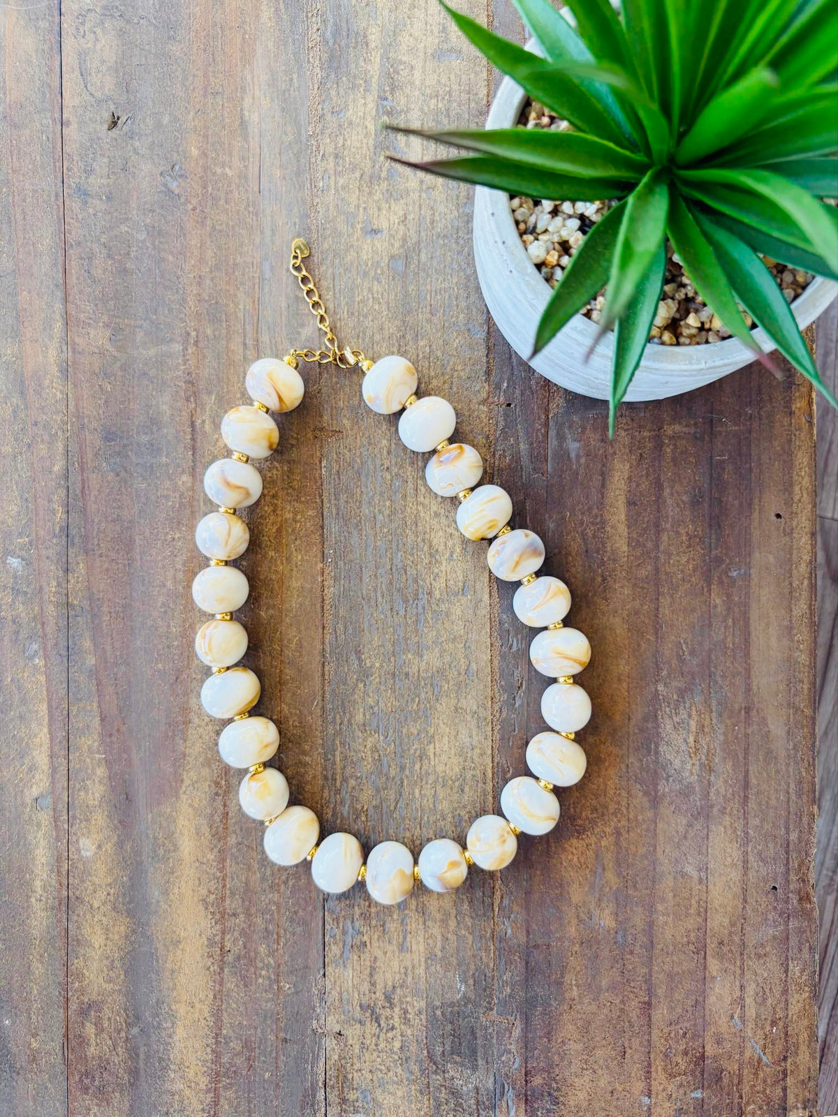 Ivory Marble Beaded Necklace