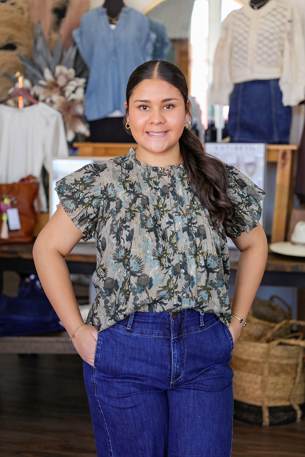 Ivy Jane / Uncle Frank Tucked and Ruffles Top Top - The Attic Boutique