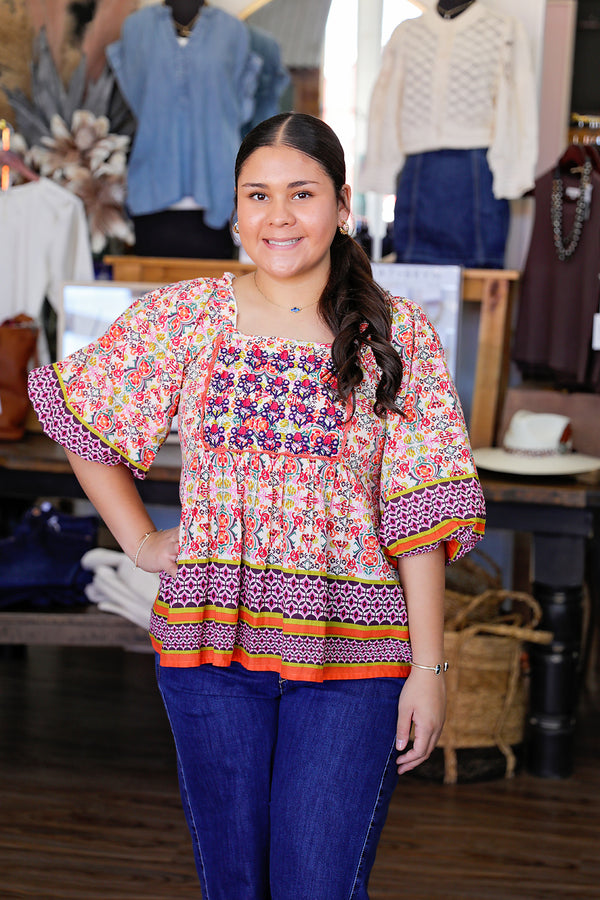 Ivy Jane / Uncle Frank Tile Patterned Top  - The Attic Boutique