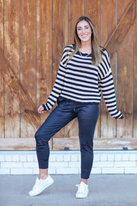 Blu Pepper Black Scallop Sweater  - The Attic Boutique