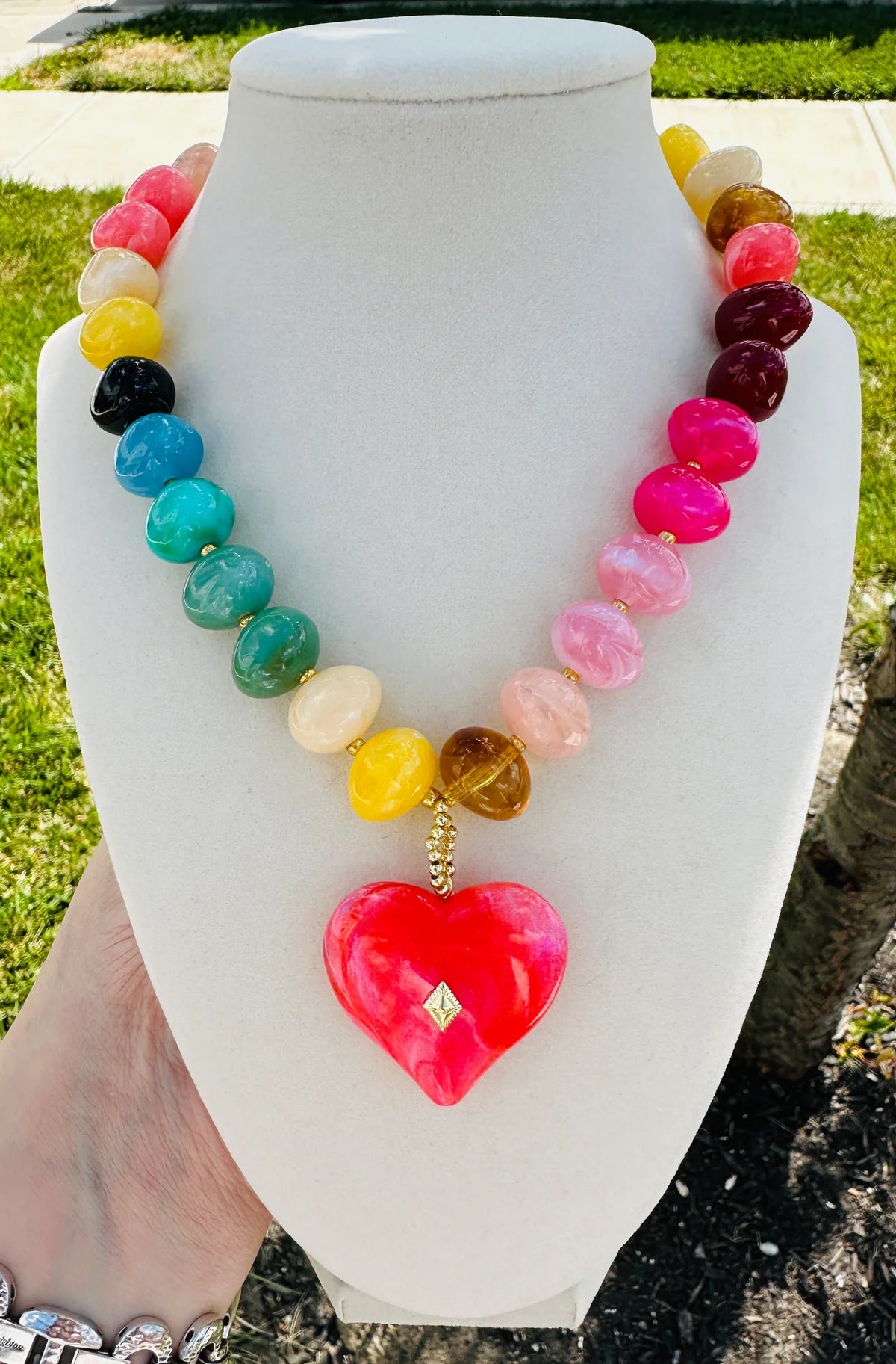 Carnival Colorful Beaded Heart Necklace