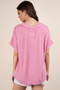 The Attic Boutique Pink Ribbed Knit Top  - The Attic Boutique