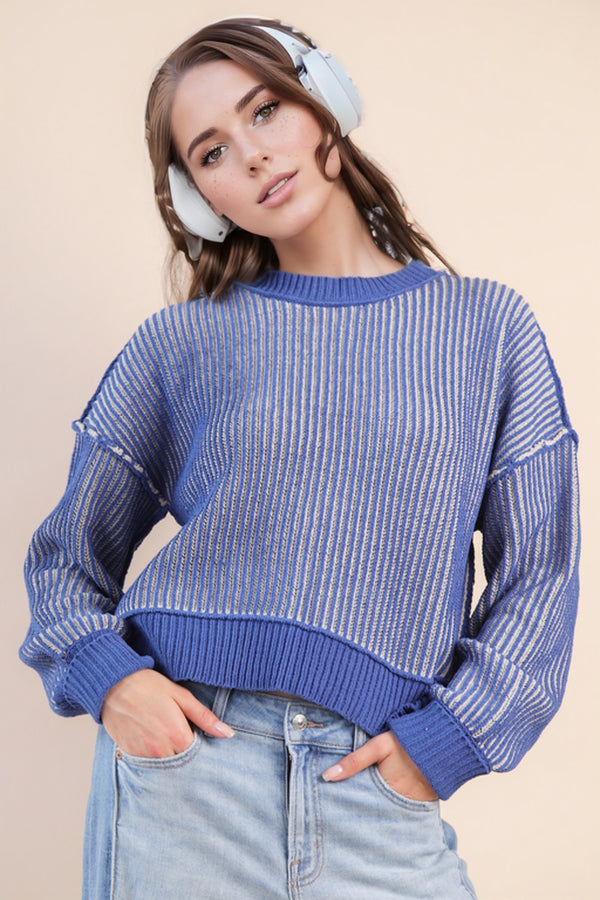 Very J Lauren Blue Sweater  - The Attic Boutique