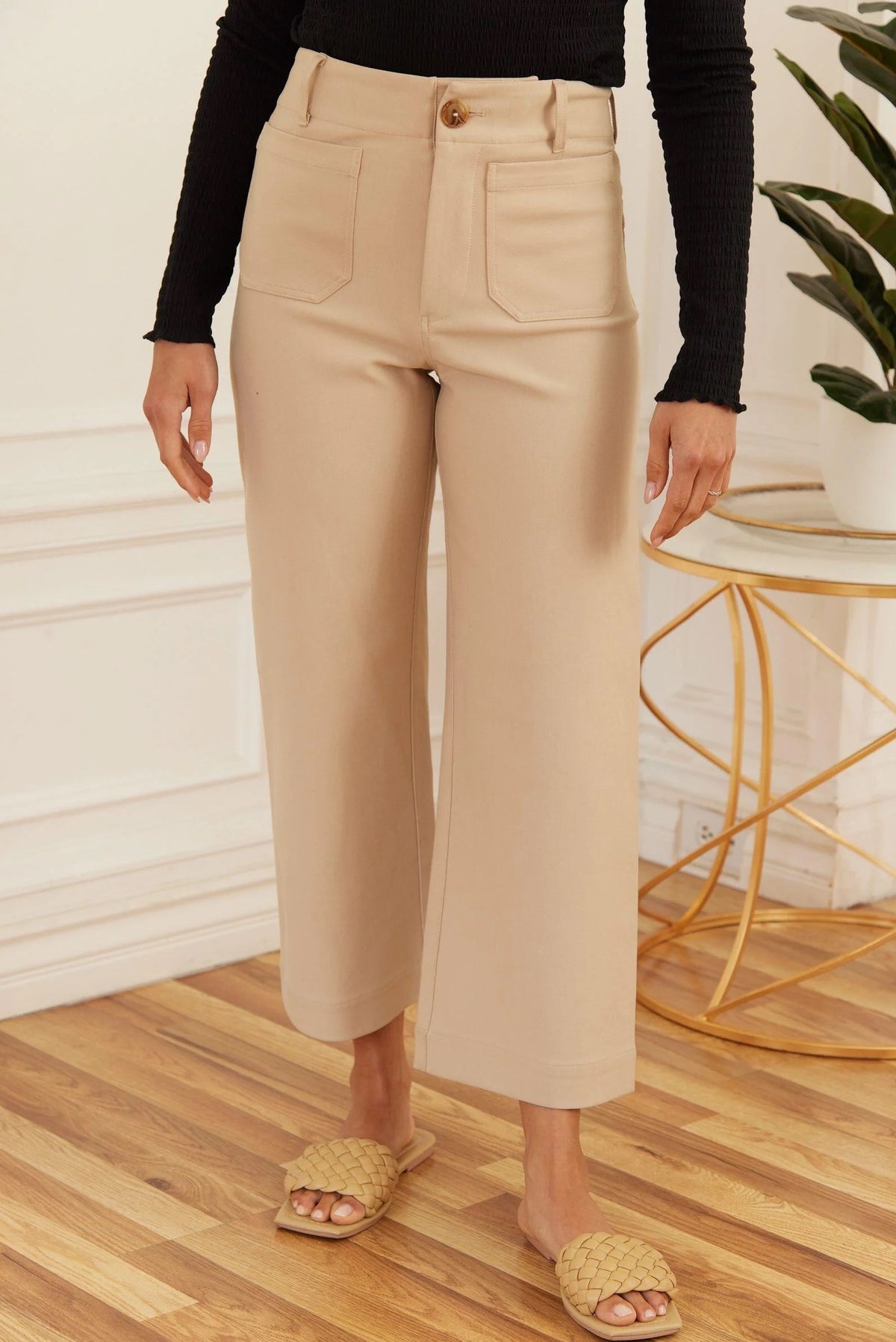 The Attic Boutique Hayley Cropped Taupe Pant Bottoms - The Attic Boutique