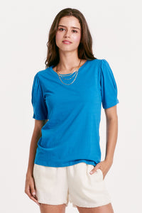 Another Love Scarlette Puff Sleeve Blue Top  - The Attic Boutique