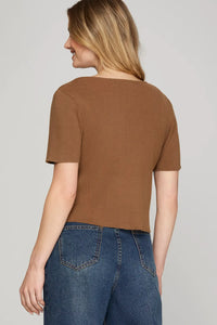 Natalia Mocha Tie Front Cardigan
