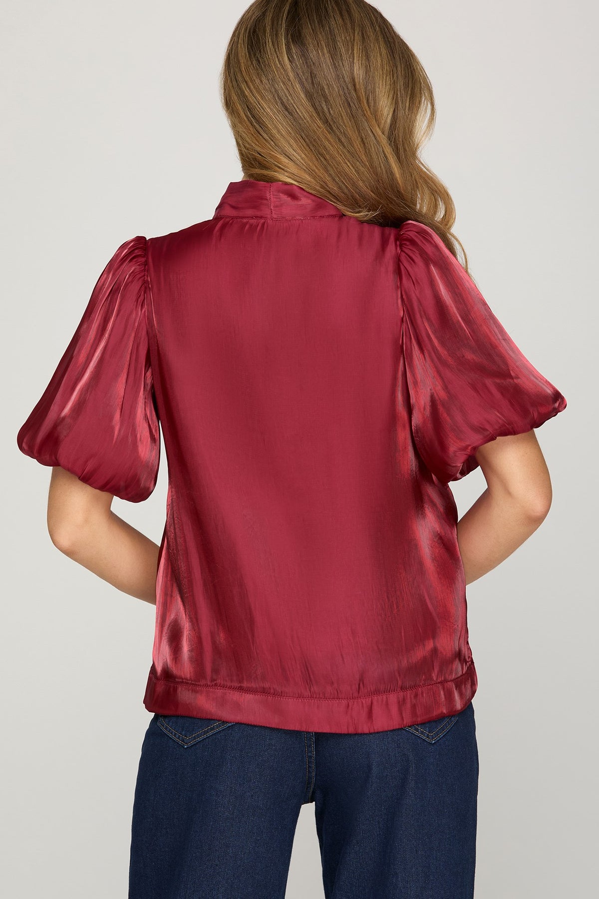 She + Sky Grace Red Bow Top  - The Attic Boutique